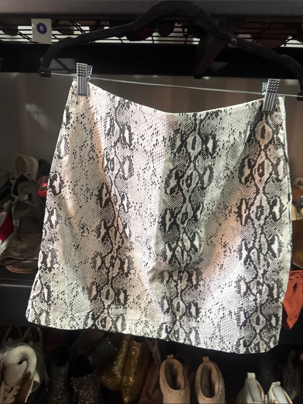 She + Sky Black and White Snake Print Mini Skirt